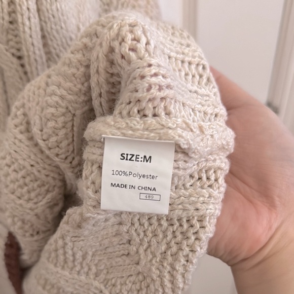 Cable Knit Cream Contrast Sweater - Picture 5 of 5